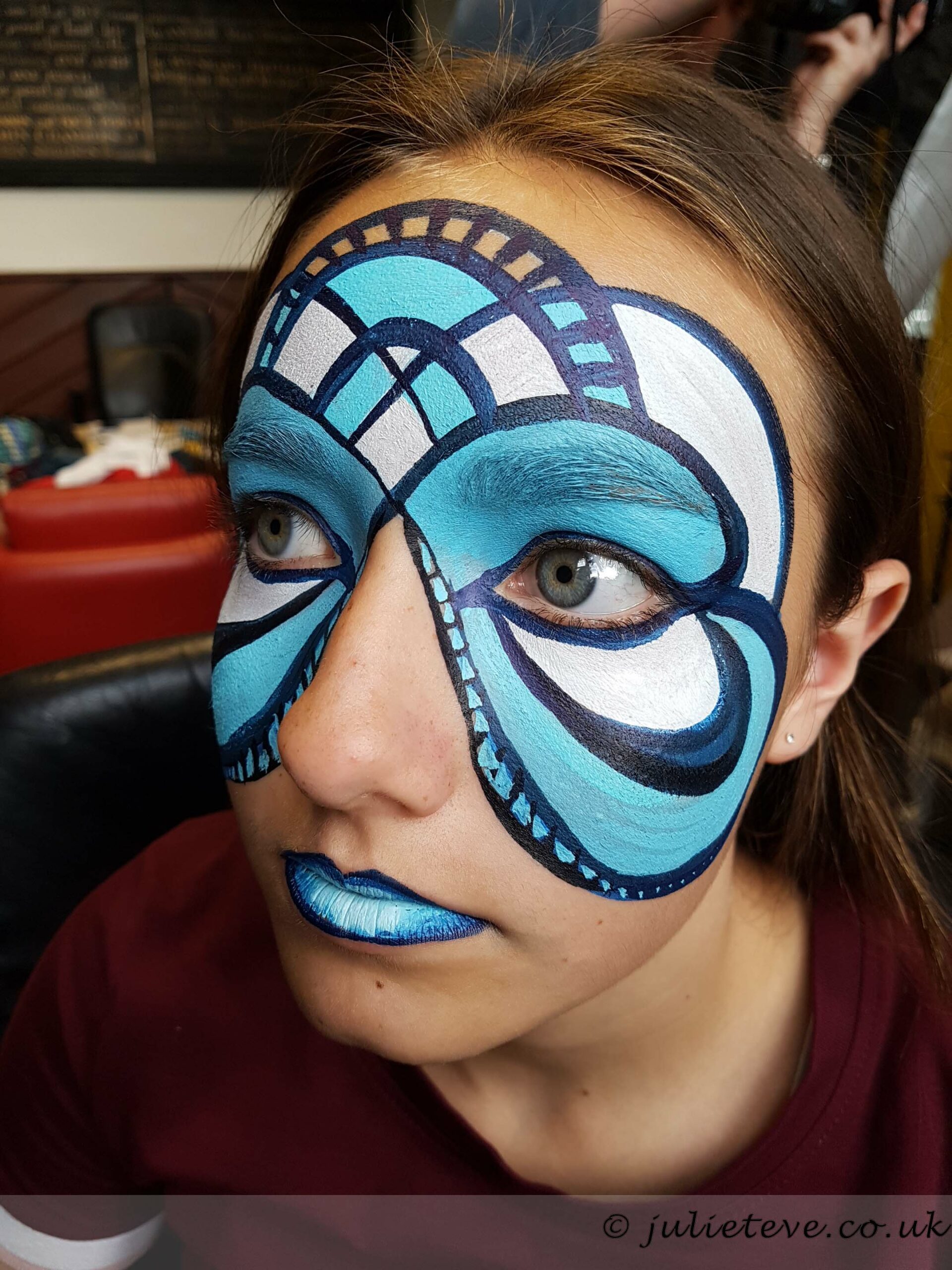 mask blue geometric